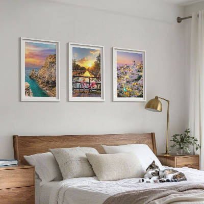 Set de 3 cuadros para salón Vistas al atardecer junto al mar