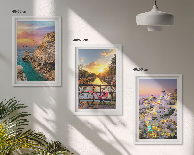 Set de 3 cuadros para salón Vistas al atardecer junto al mar