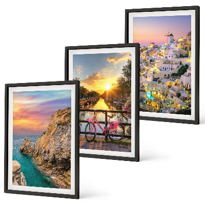 Set de 3 cuadros para salón Vistas al atardecer junto al mar