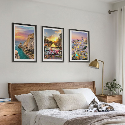 Set de 3 cuadros para salón Vistas al atardecer junto al mar