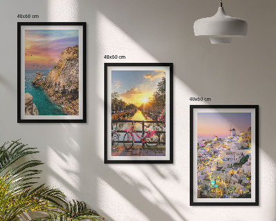 Set de 3 cuadros para salón Vistas al atardecer junto al mar