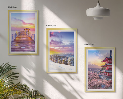 Set de 3 cuadros para salón Paisajes celestes románticos
