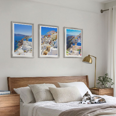 Juego de 3 cuadros Arquitectura paisajística de Oia Santorini