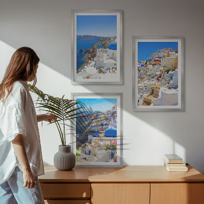 Juego de 3 cuadros Arquitectura paisajística de Oia Santorini