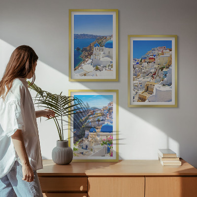Juego de 3 cuadros Arquitectura paisajística de Oia Santorini