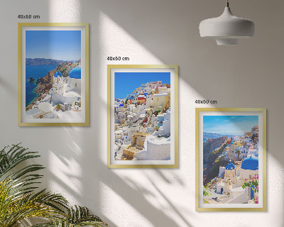 Juego de 3 cuadros Arquitectura paisajística de Oia Santorini