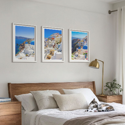 Juego de 3 cuadros Arquitectura paisajística de Oia Santorini