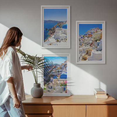 Juego de 3 cuadros Arquitectura paisajística de Oia Santorini