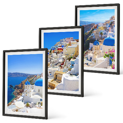 Juego de 3 cuadros Arquitectura paisajística de Oia Santorini