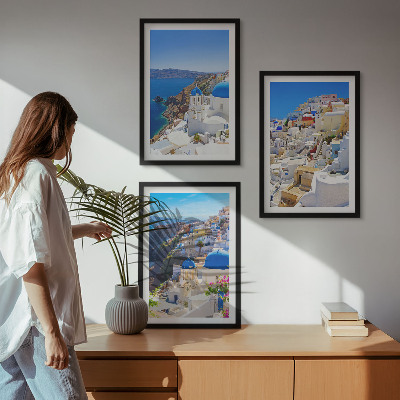 Juego de 3 cuadros Arquitectura paisajística de Oia Santorini