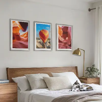 Set de 3 cuadros para salón con diseño de desfiladeros del desierto en globo
