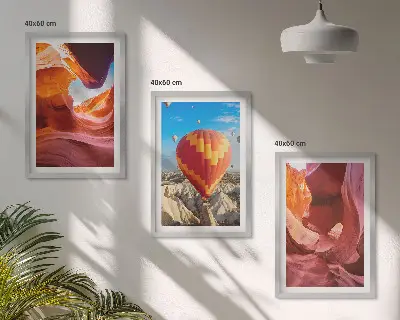Set de 3 cuadros para salón con diseño de desfiladeros del desierto en globo