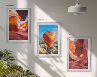 Set de 3 cuadros para salón Desfiladeros del desierto en globo