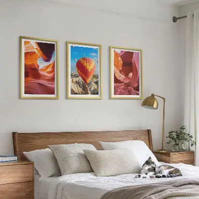 Set de 3 cuadros para salón con diseño de desfiladeros del desierto en globo
