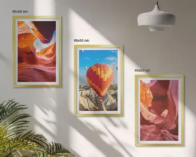 Set de 3 cuadros para salón con diseño de desfiladeros del desierto en globo
