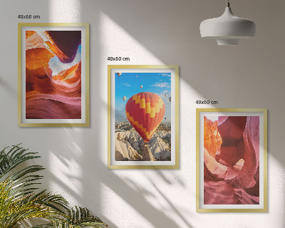 Set de 3 cuadros para salón Desfiladeros del desierto en globo