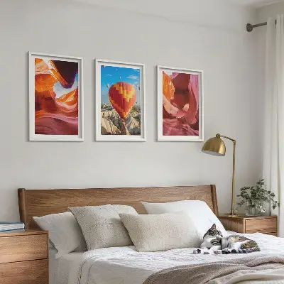 Set de 3 cuadros para salón con diseño de desfiladeros del desierto en globo
