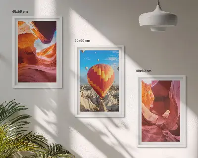 Set de 3 cuadros para salón con diseño de desfiladeros del desierto en globo