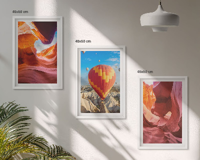 Set de 3 cuadros para salón Desfiladeros del desierto en globo