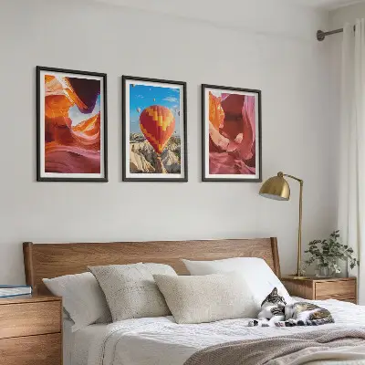 Set de 3 cuadros para salón con diseño de desfiladeros del desierto en globo