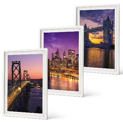 Set de 3 cuadros para salón Puentes, sol, vistas de la ciudad