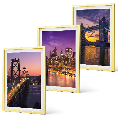 Set de 3 cuadros para salón Puentes, sol, vistas de la ciudad