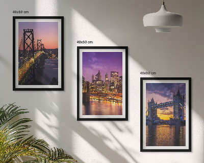 Set de 3 cuadros para salón Puentes, sol, vistas de la ciudad