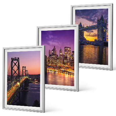 Set de 3 cuadros para salón Puentes, sol, vistas de la ciudad