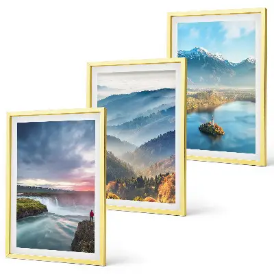 Juego de 3 cuadros paisajes de montaña con cascadas