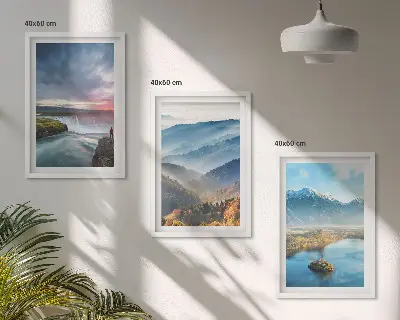 Juego de 3 cuadros paisajes de montaña con cascadas
