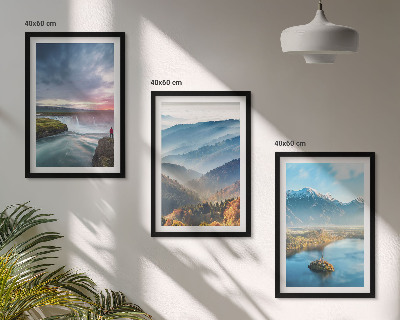 Juego de 3 cuadros paisajes de montaña cascadas
