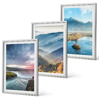 Juego de 3 cuadros paisajes de montaña con cascadas