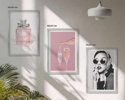 Juego de 3 cuadros Accesorios elegantes de color rosa
