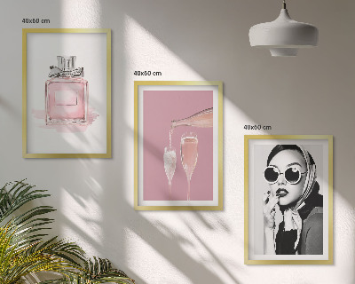 Juego de 3 cuadros Accesorios elegantes de color rosa