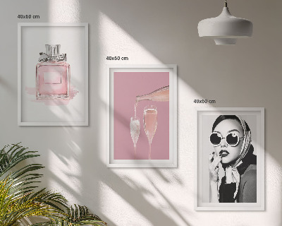 Juego de 3 cuadros Accesorios elegantes de color rosa