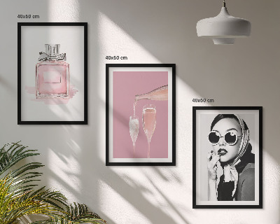 Juego de 3 cuadros Accesorios elegantes de color rosa
