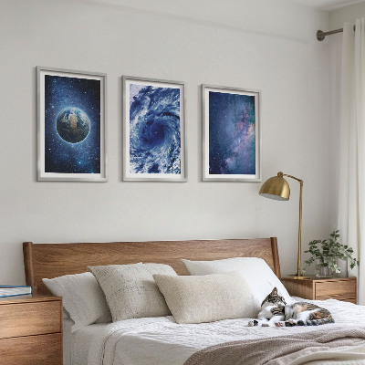 Juego de 3 cuadros Galaxia de tormenta espacial de la Tierra