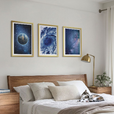 Juego de 3 cuadros Galaxia de tormenta espacial de la Tierra