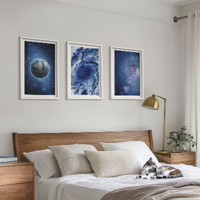 Juego de 3 cuadros Galaxia de tormenta espacial de la Tierra