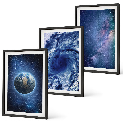 Juego de 3 cuadros Galaxia de tormenta espacial de la Tierra