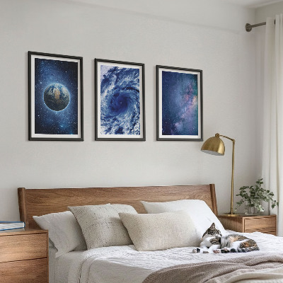 Juego de 3 cuadros Galaxia de tormenta espacial de la Tierra