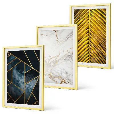 Set de 3 cuadros decorativos para salón con diseño de patrones geométricos y vegetación