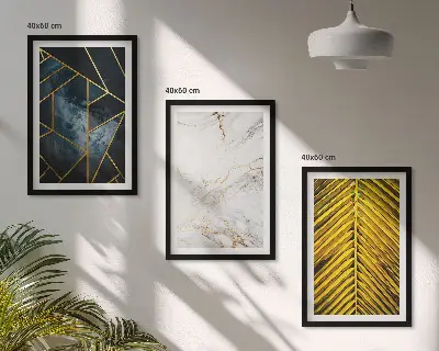 Set de 3 cuadros decorativos para salón con diseño de patrones geométricos y vegetación