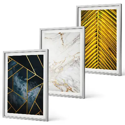 Set de 3 cuadros decorativos para salón con diseño de patrones geométricos y vegetación