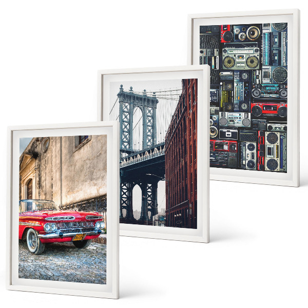 Juego de 3 cuadros Antiguo puente de coches de Brooklyn con audio retro