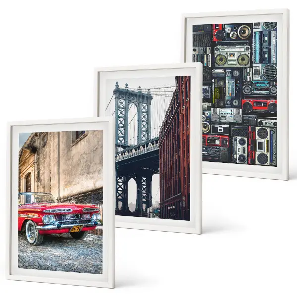 Juego de 3 cuadros de antiguo puente de Brooklyn con estilo retro