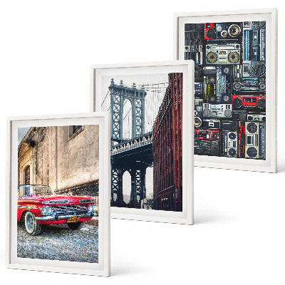 Juego de 3 cuadros Antiguo puente de coches de Brooklyn con audio retro