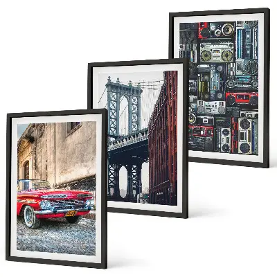 Juego de 3 cuadros de antiguo puente de Brooklyn con estilo retro