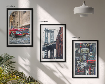 Juego de 3 cuadros Antiguo puente de coches de Brooklyn con audio retro