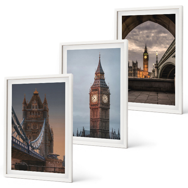 Juego de 3 cuadros Reloj Big Ben del Puente de Londres